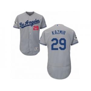 Los Angeles Dodgers #29 Scott Kazmir Authentic Grey Road 2017 World Series Bound Flex Base MLB Jersey