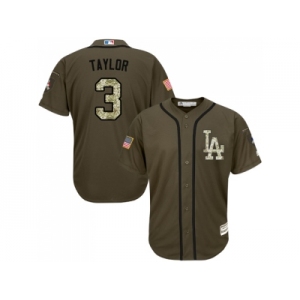 Los Angeles Dodgers #3 Chris Taylor Green Salute to Service Stitched MLB Jersey