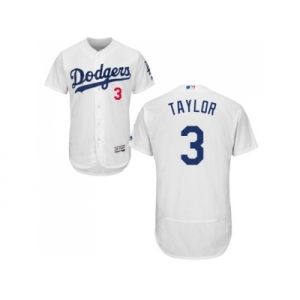 Los Angeles Dodgers #3 Chris Taylor White Flexbase Authentic Collection Stitched MLB Jersey