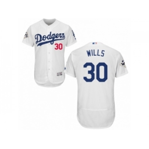 Los Angeles Dodgers #30 Maury Wills Authentic White Home 2017 World Series Bound Flex Base MLB Jersey