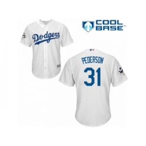 Los Angeles Dodgers #31 Joc Pederson Replica White Home 2017 World Series Bound Cool Base MLB Jersey