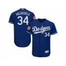 Los Angeles Dodgers #34 Fernando Valenzuela Blue Flexbase Authentic Collection Stitched Baseball Jerse