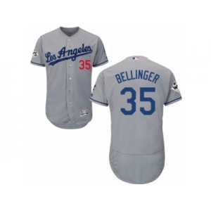 Los Angeles Dodgers #35 Cody Bellinger Authentic Grey Road 2017 World Series Bound Flex Base MLB Jersey