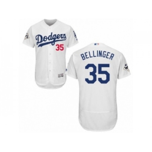 Los Angeles Dodgers #35 Cody Bellinger Authentic White Home 2017 World Series Bound Flex Base MLB Jersey