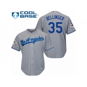 Los Angeles Dodgers #35 Cody Bellinger Replica Grey Road 2017 World Series Bound Cool Base MLB Jersey