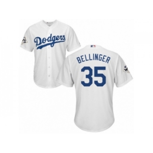 Los Angeles Dodgers #35 Cody Bellinger Replica White Home 2017 World Series Bound Cool Base MLB Jersey