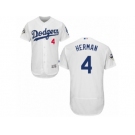 Los Angeles Dodgers #4 Babe Herman Authentic White Home 2017 World Series Bound Flex Base MLB Jersey