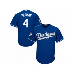 Los Angeles Dodgers #4 Babe Herman Replica Royal Blue Alternate 2017 World Series Bound Cool Base MLB Jersey