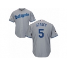 Los Angeles Dodgers #5 Corey Seager Replica Grey Road 2017 World Series Bound Cool Base MLB Jersey