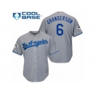 Los Angeles Dodgers #6 Curtis Granderson Replica Grey Road 2017 World Series Bound Cool Base MLB Jersey