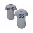 Los Angeles Dodgers #66 Yasiel Puig Authentic Grey Road 2017 World Series Bound Flex Base MLB Jersey