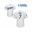 Los Angeles Dodgers #7 Julio Urias Replica White Home 2017 World Series Bound Cool Base MLB Jersey