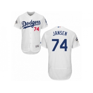 Los Angeles Dodgers #74 Kenley Jansen Authentic White Home 2017 World Series Bound Flex Base MLB Jersey