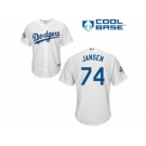 Los Angeles Dodgers #74 Kenley Jansen Replica White Home 2017 World Series Bound Cool Base MLB Jersey