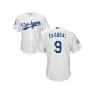 Los Angeles Dodgers #9 Yasmani Grandal Replica White Home 2017 World Series Bound Cool Base MLB Jersey