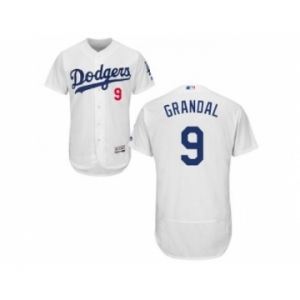 Los Angeles Dodgers #9 Yasmani Grandal White Flexbase Authentic Collection Stitched Baseball Jersey