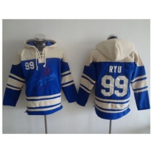 Los Angeles Dodgers #99 Hyun-Jin Ryu Blue Sawyer Hooded Sweatshirt MLB Hoodie