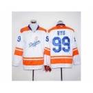 Los Angeles Dodgers #99 Hyun-Jin Ryu White Orange Long Sleeve Stitched MLB Jersey