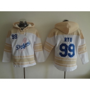 Los Angeles Dodgers #99 Hyun-Jin Ryu white Sawyer Hooded Sweatshirt MLB Hoodie