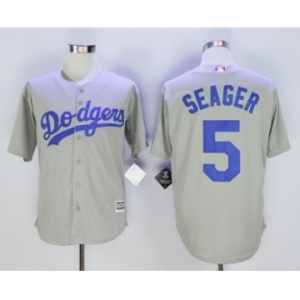 Men L.A. Dodgers #5 Corey Seager Gray 2016 Official Cool Base Jersey