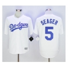 Men L.A. Dodgers #5 Corey Seager White 2016 Official Cool Base Jersey