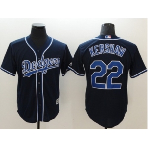 Men Los Angeles Dodgers #22 Clayton Kershaw Navy Blue New Cool Base Stitched Baseball Jersey