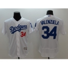 Men Los Angeles Dodgers #34 Fernando Valenzuela Majestic White Flexbase Authentic Collection Player Jersey