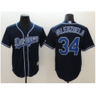 Men Los Angeles Dodgers #34 Fernando Valenzuela Navy Blue New Cool Base Stitched Baseball Jersey