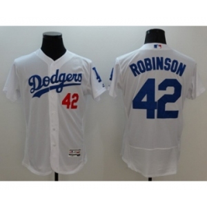 Men Los Angeles Dodgers #42 Jackie Robinson Majestic white Flexbase Authentic Collection Player Jersey