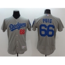 Men Los Angeles Dodgers #66 Yasiel Puig Majestic Gray Flexbase Authentic Collection Player Jersey