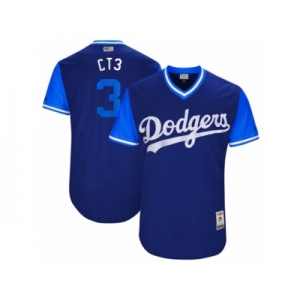 Men's 2017 Little League World Series Dodgers Chris Taylor #3 CT3 Royal Jersey
