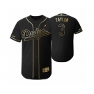 Men's 2019 Golden Edition Los Angeles Dodgers Black #3 Chris Taylor Flex Base Jersey