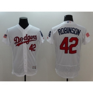 Men's L.A. Dodgers #42 Jackie Robinson Majestic White Fashion Stars & Stripes Cool Base Player Jersey