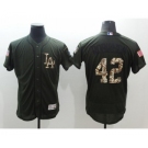 Men's Los Angeles Dodger #42 Jackie Robinson Majestic Green Salute to Service Flexbase Authentic Collection Jersey