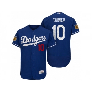 Men's Los Angeles Dodgers #10 Justin Turner 2017 Spring Training Flex Base Authentic Collection Stitched Baseball Jersey