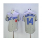 Men's Los Angeles Dodgers #14 Hernandez Majestic Gray Road Flexbase Authentic Collection Player Jersey