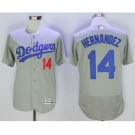 Men's Los Angeles Dodgers #14 Hernandez Majestic grey Flexbase Authentic Collection Player Jersey