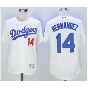 Men's Los Angeles Dodgers #14 Hernandez Majestic white Flexbase Authentic Collection Player Jersey