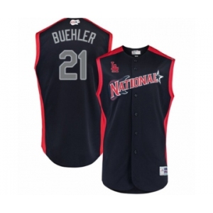 Men's Los Angeles Dodgers #21 Walker Buehler Authentic Navy Blue National League 2019 Baseball All-Star Jersey