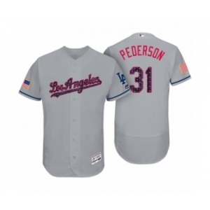 Men's Los Angeles Dodgers #31 Joc Pederson Gray 2017 Independence Day Flex Base Jersey