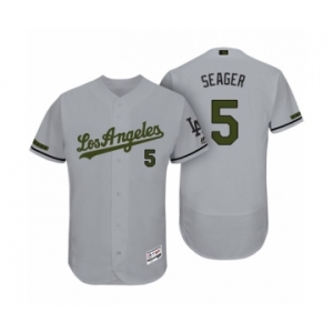 Men's Los Angeles Dodgers #5 Corey Seager Gray 2017 Memorial Day Collection Flex Base Jersey