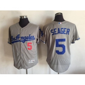 Men's Los Angeles Dodgers #5 Corey Seager Majestic Gray Road Flexbase Authentic Collection Player Jersey