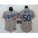 Men's Los Angeles Dodgers #50 Mookie Betts Grey Flexbase Authentic Collection Baseball Jersey1