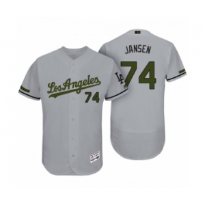 Men's Los Angeles Dodgers #74 Kenley Jansen Gray 2017 Memorial Day Collection Flex Base Jersey