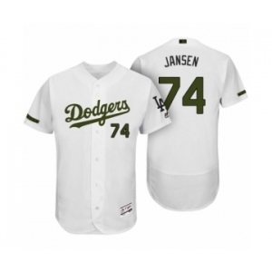 Men's Los Angeles Dodgers #74 Kenley Jansen White 2017 Memorial Day Collection Flex Base Jersey