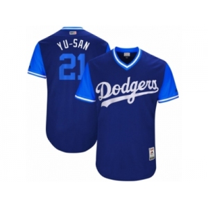 Men's Los Angeles Dodgers Yu Darvish #21 Yu-Saun Majestic Royal 2017 Players Weekend Authentic Jersey