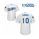 Men's Majestic Los Angeles Dodgers #10 Justin Turner Replica White Home Cool Base 2018 World Series MLB Jersey