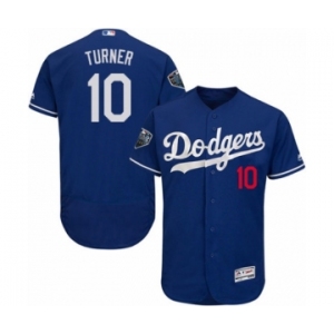 Men's Majestic Los Angeles Dodgers #10 Justin Turner Royal Blue Flexbase Authentic Collection 2018 World Series MLB Jersey