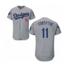 Men's Majestic Los Angeles Dodgers #11 Logan Forsythe Gray Alternate Flex Base Authentic Collection 2018 World Series MLB Jersey