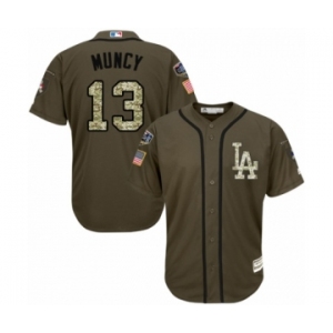 Men's Majestic Los Angeles Dodgers #13 Max Muncy Authentic Green Salute to Service 2018 World Series MLB Jersey